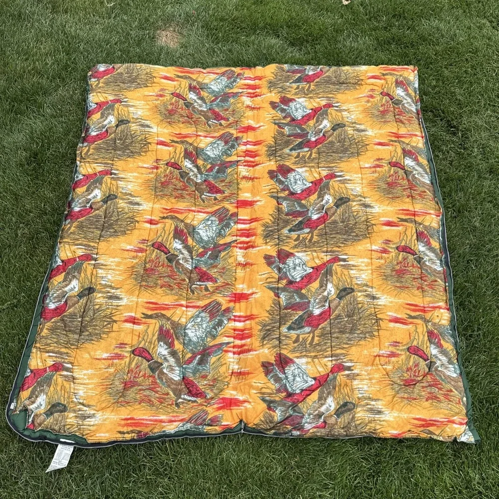 VTG Henderson Camp Sleeping Bag Green Yellow Hunt Duck Flannel 33x75